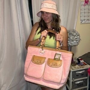 NWT XL JUICY COUTURE Terry & Leather Diaper Baby Bag Beach Travel RARE!